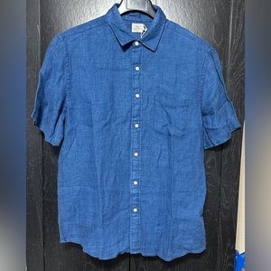 Faherty Blue Short-Sleeve Casual Button-Down Shirt
